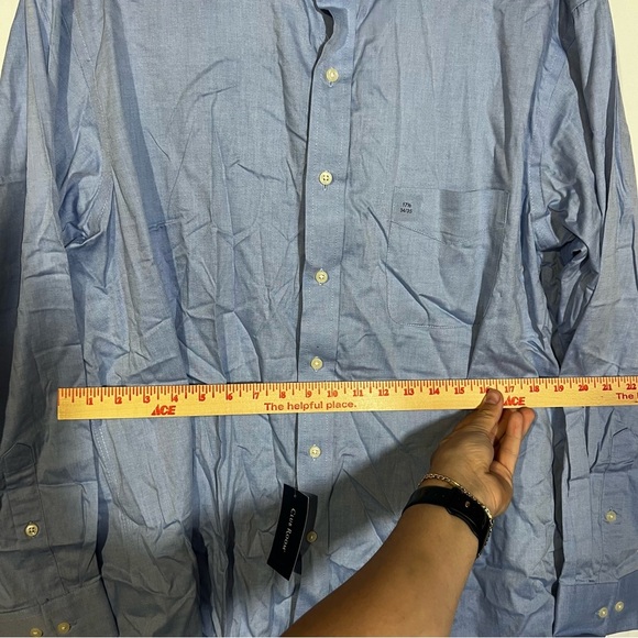 NWT Club Room Men's Button Dress Shirt Long Sleeve Blue Size XL, 17-1/2 34-35 - Picture 5 of 7